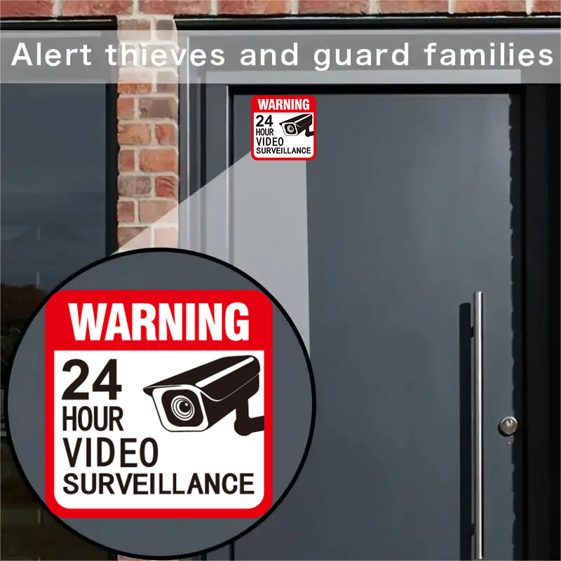 Home Security Monitoring - 5 Sheets/Pack 5*5in 24-Hour Surveillance Warning