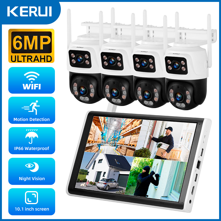 Home Security Monitoring - KERUI 6MP HD H.265 PTZ WIFI