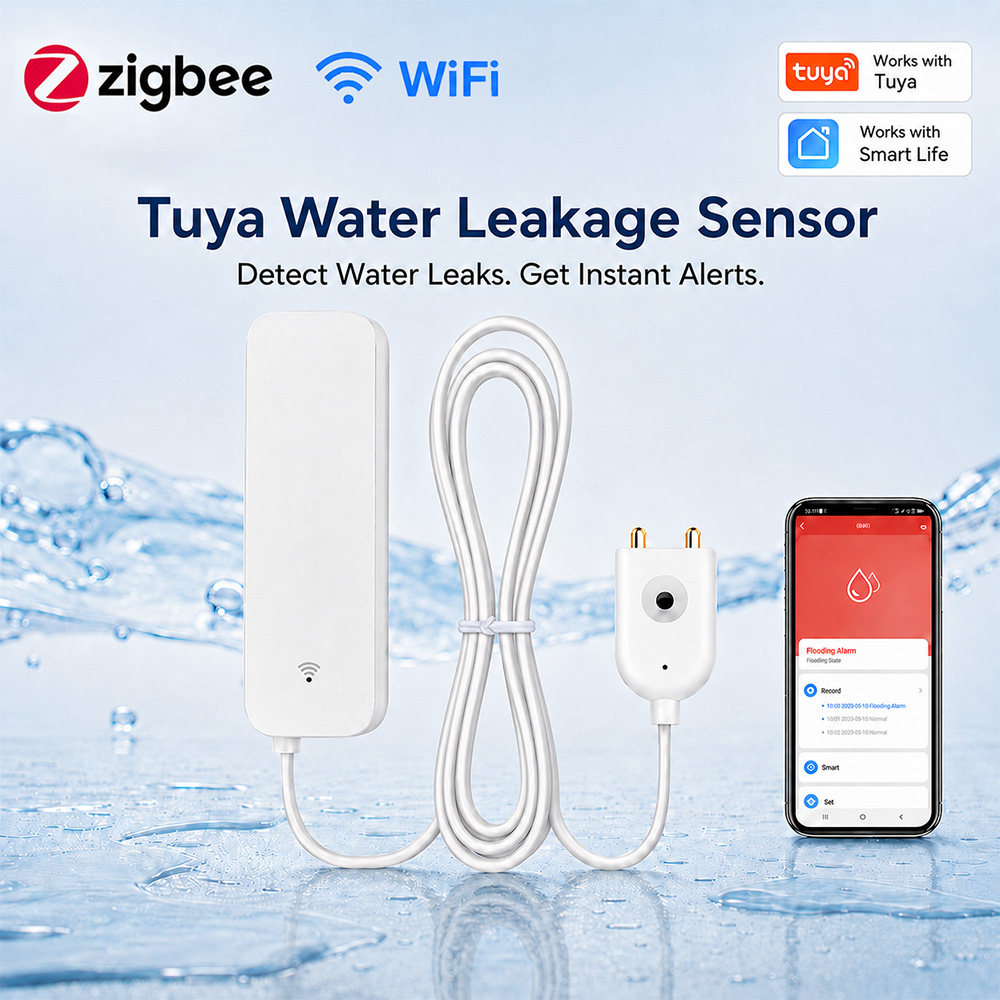 Home Security With Ai - ZigBee WiFi Water Leak Sensor Flood