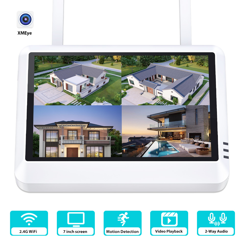 Home Security Monitoring - 8CH Wireless 7-inch LCD Monitor NVR