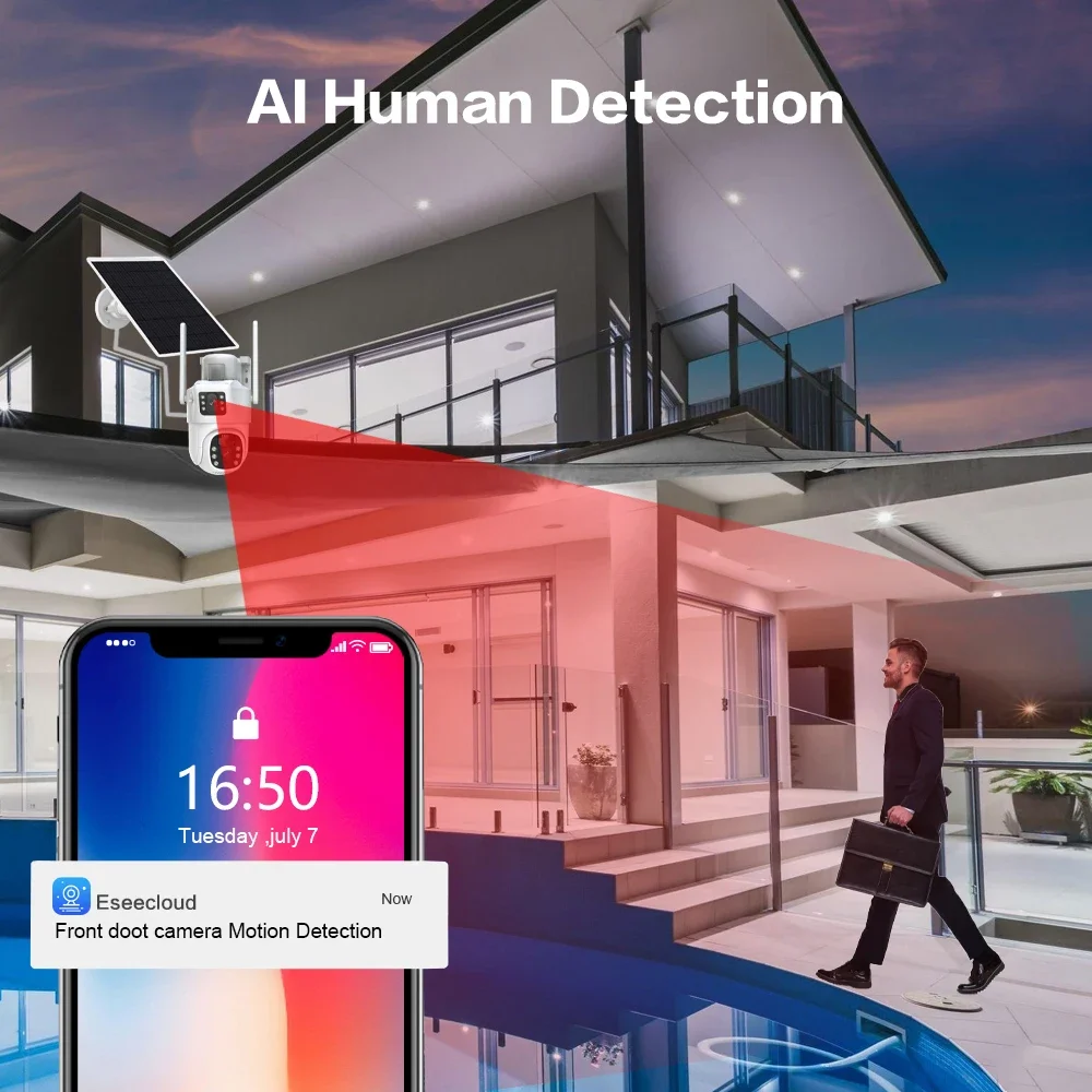 4K 8MP Dual Lens Wifi Solar CC - Home Security Premium ulasan dan harga