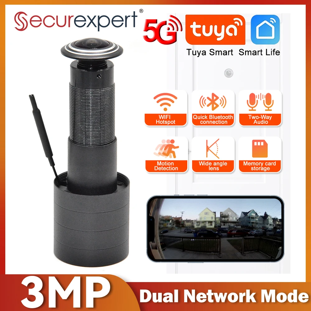 3MP HD 2.4G/5G WiFi Door Viewe - Home Security Front Door Camera ulasan dan harga