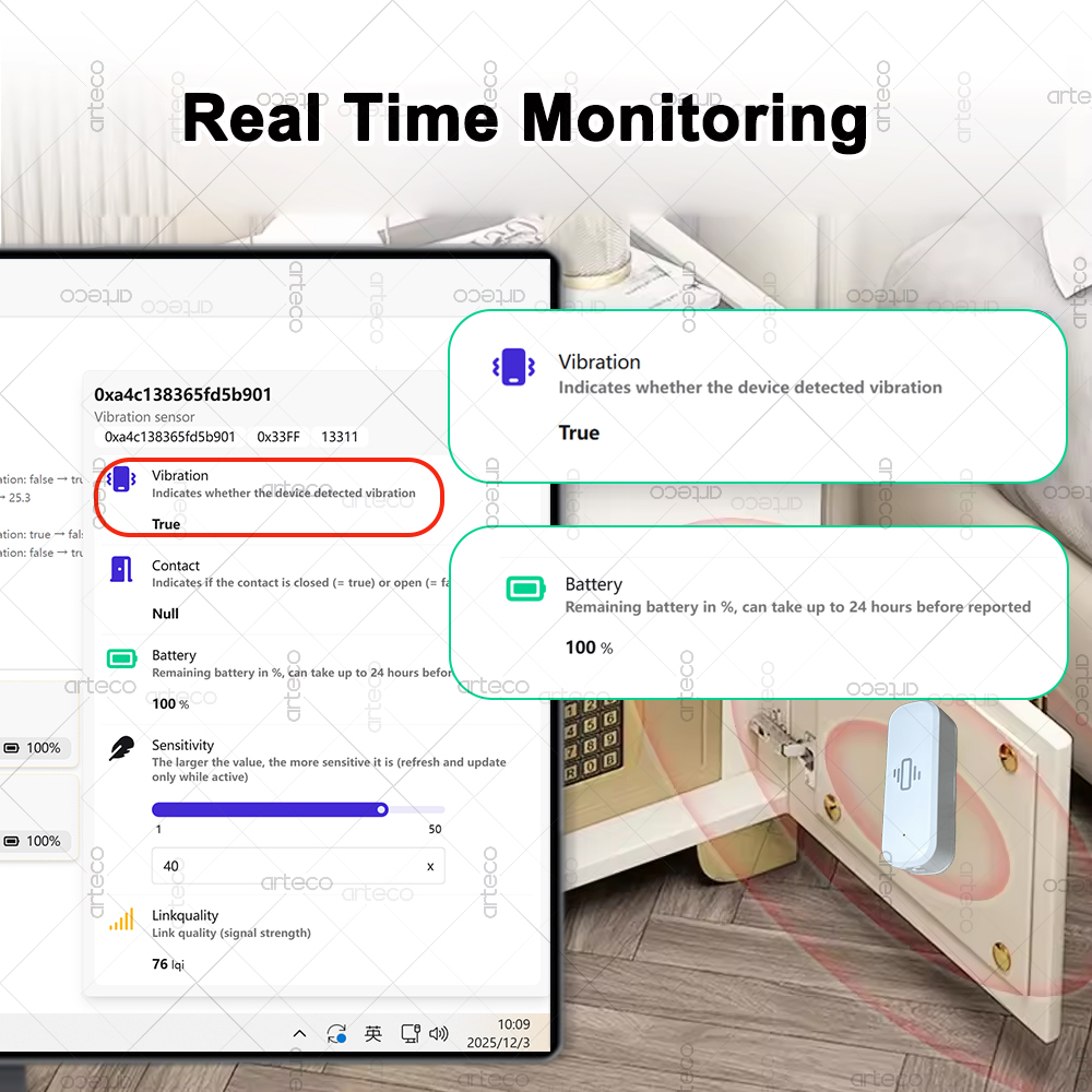 Smart ZigBee 3.0 Vibration Sen - Home Security App ulasan dan harga