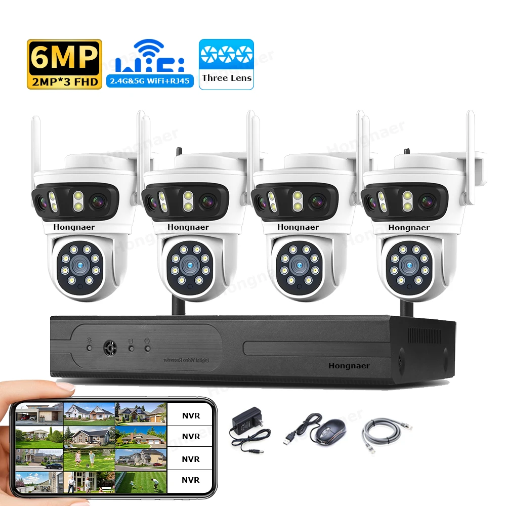 2026 Hongnaer 6MP 4CH 3 Lens 2 - Home Security Camera ulasan dan harga