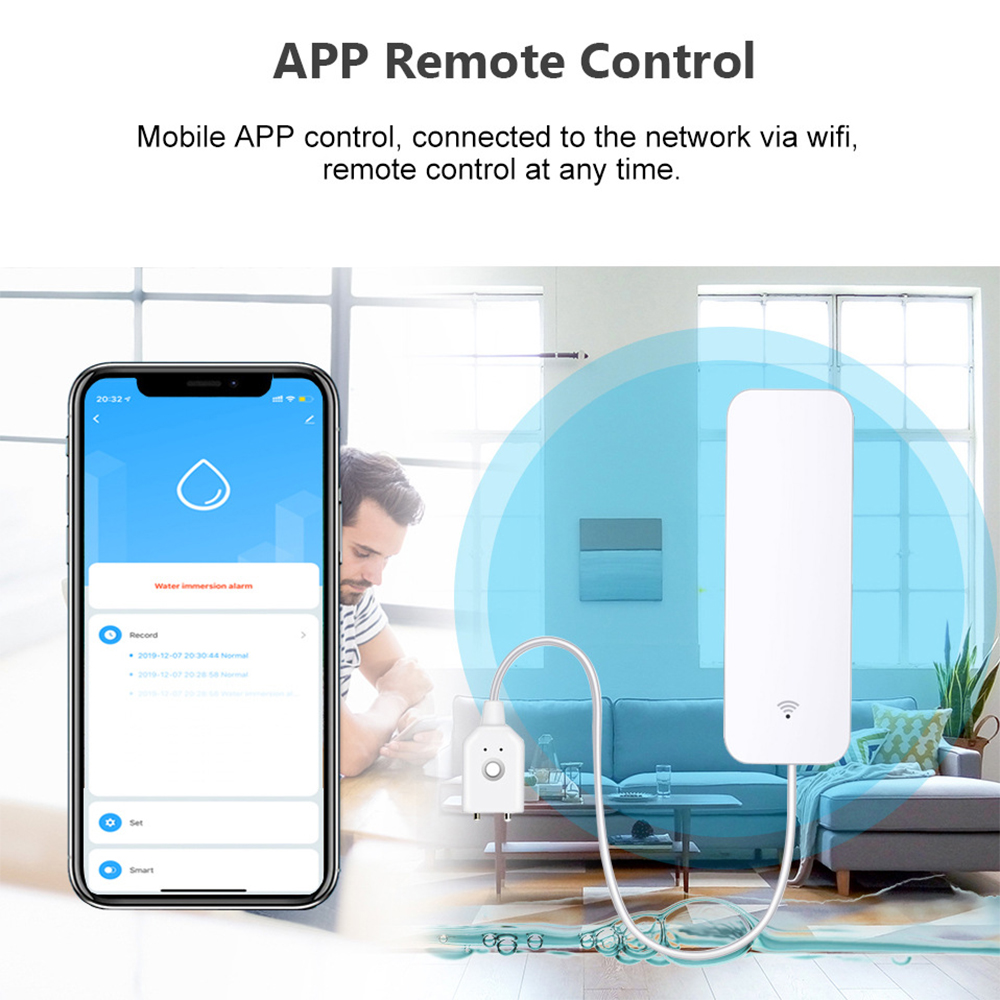 Tuya WiFi Water Leak Sensor, W - Home Security With Ai ulasan dan harga