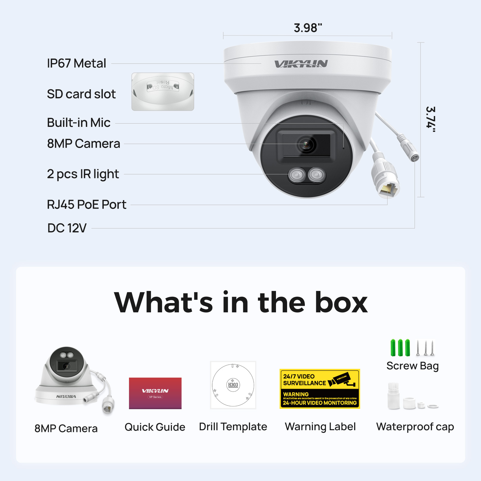 VIKYLIN 8MP HD IP Security Cam - Home Security Lights Outdoors ulasan dan harga