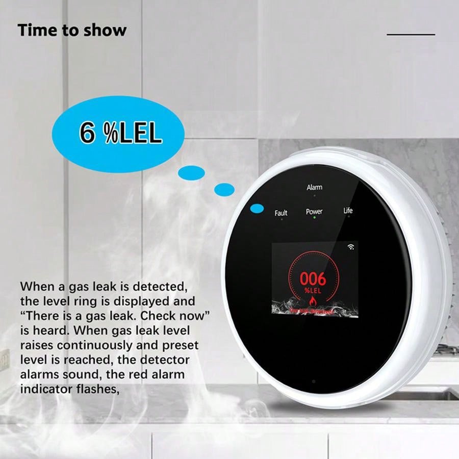 2.4G WiFi Gas Alarm Sensor Com - Home Security With Ai ulasan dan harga