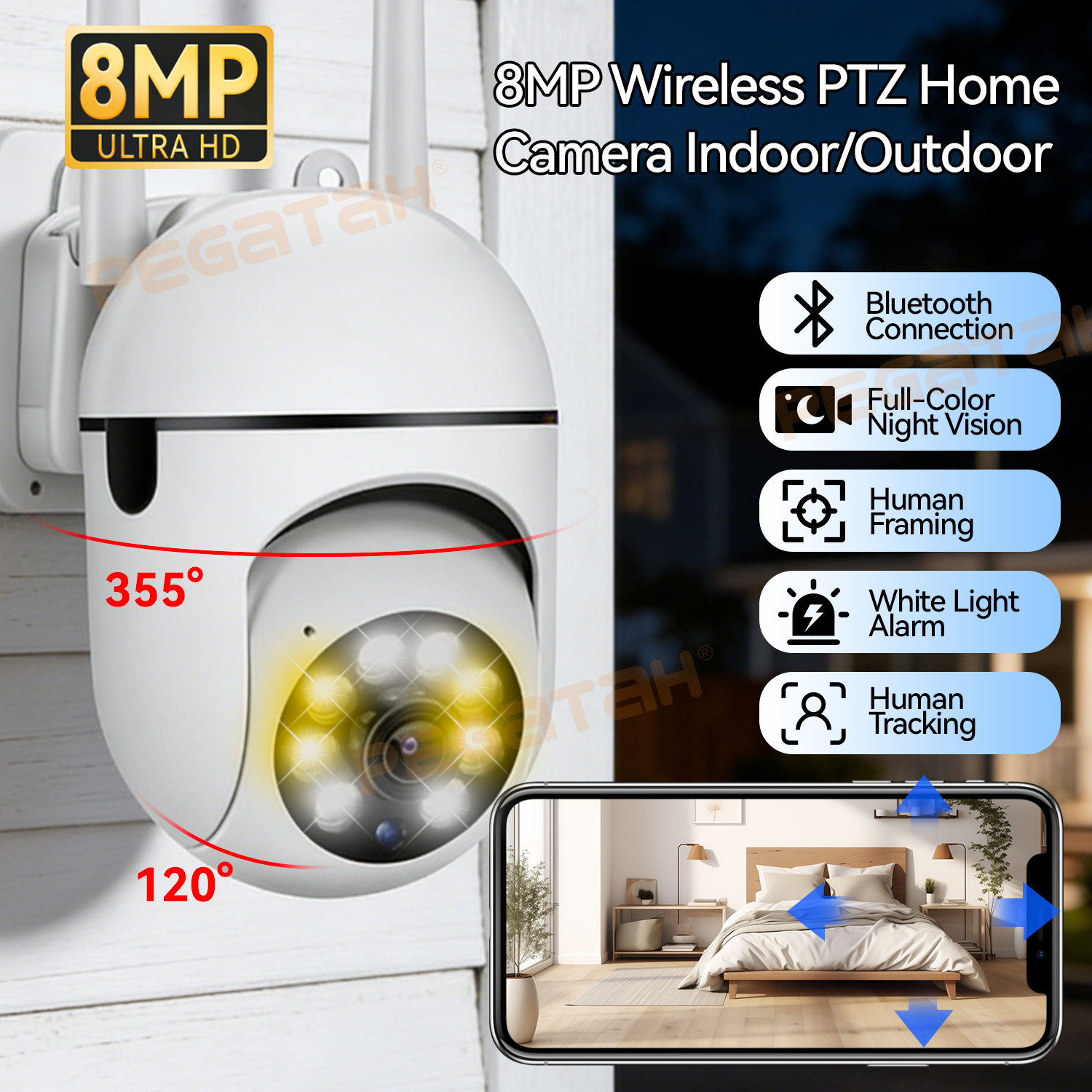 8MP 2.4G Wifi IP CCTV Camera C - Home Security Lights Outdoors ulasan dan harga