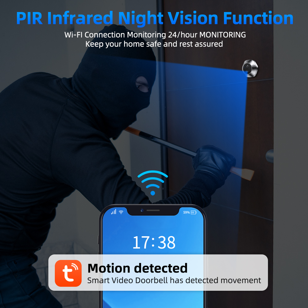 1080P WiFi Peephole Tuya Smart - Home Security Adt ulasan dan harga