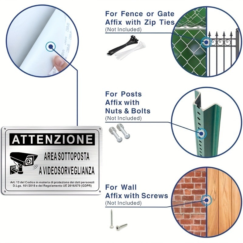 Italian Security Sign 20X30cm  - Home Security Camera ulasan dan harga